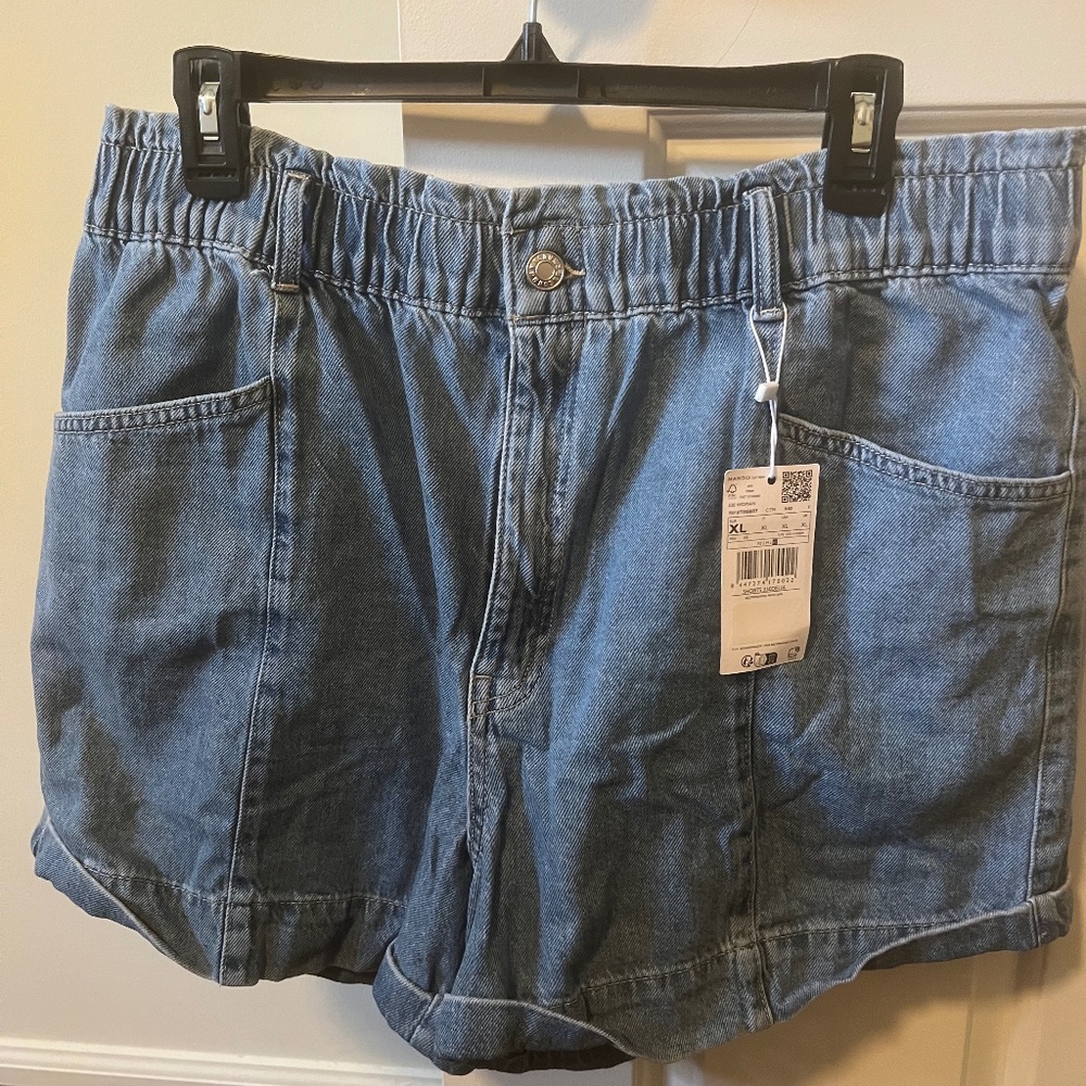 Mango Paperbag Rolled Hem Denim Shorts NWT